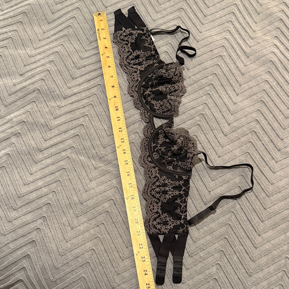 Intimately by Free People Unlined Black Mesh Embroidered Bra - Picture 8 of 9